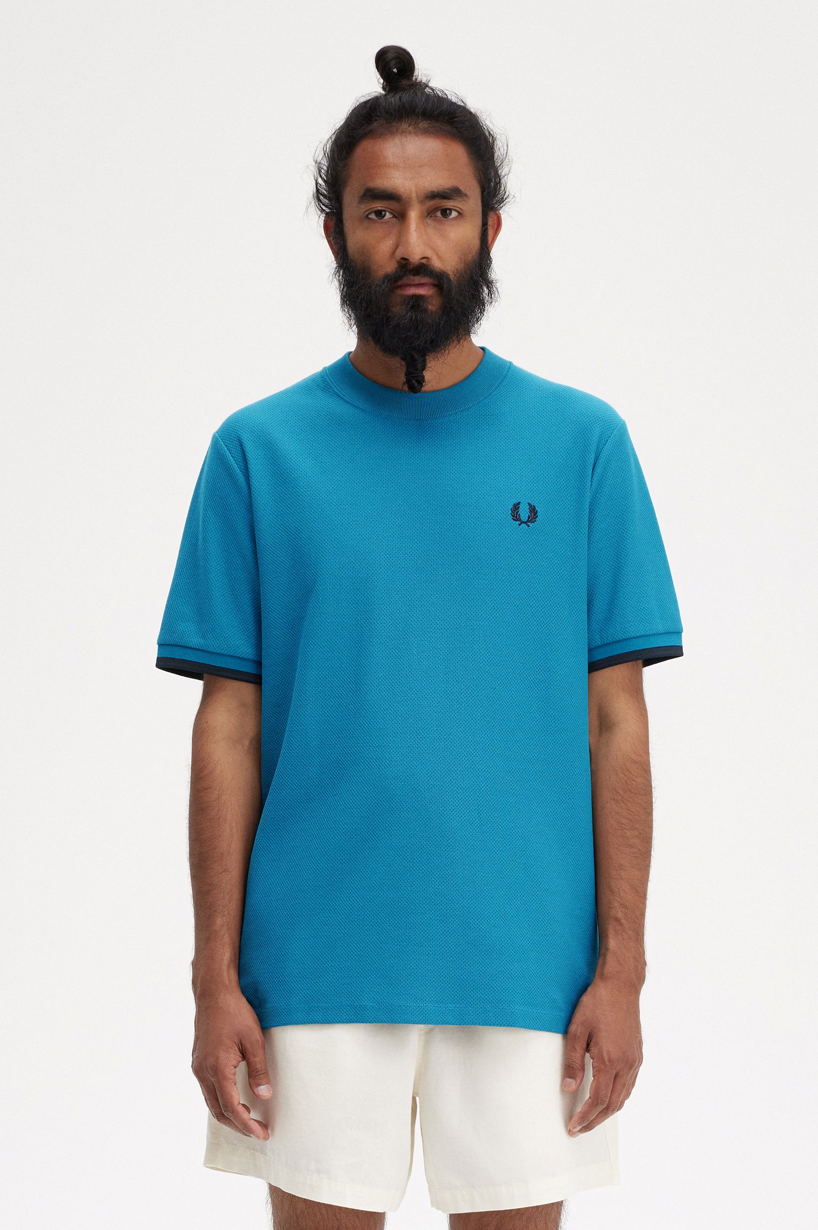 Fred Perry - TIPPED CUFF PIQUE SHIRT - Ocean/Navy