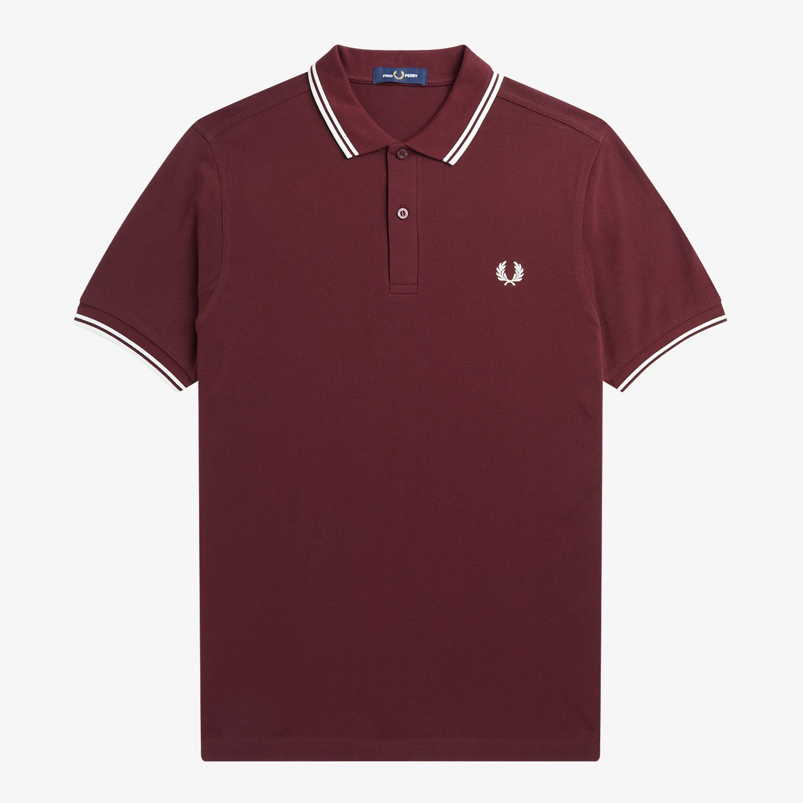 Fred Perry - TWIN TIPPED POLO SHIRT - Oxblood/White/White Fred Perry - TWIN TIPPED POLO SHIRT - Oxblood/White/White